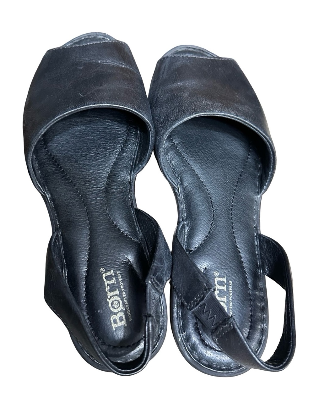 Born Trang leather peep toe slingback sandals in black Size 7 Casual Flats - Picture 5 of 8